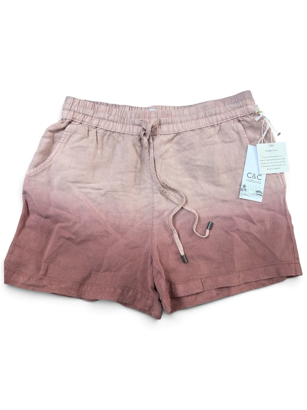C&C California Women's Pink Ombre Drawstring Shorts size Large